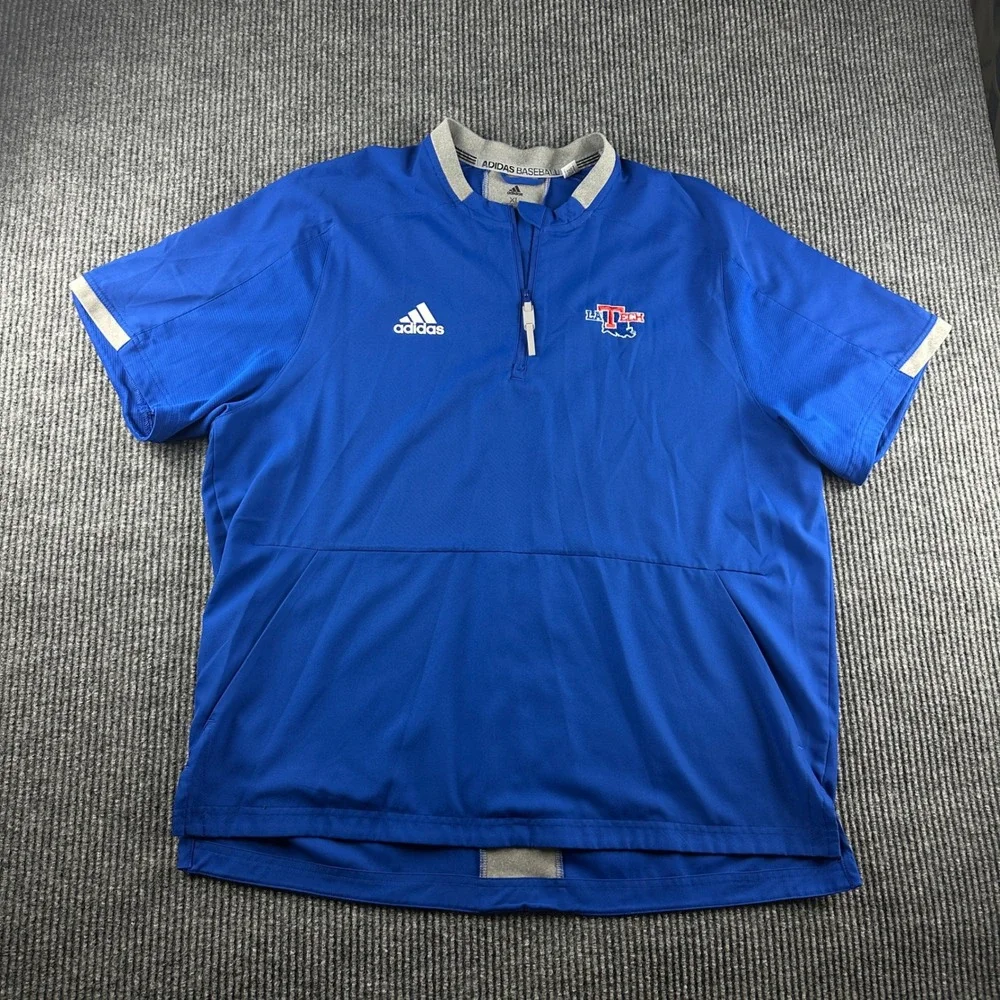 Adidas Baseball LA Tech Bulldogs Quarter Zip Shirt Mens XL Blue CY2079 Short Slv